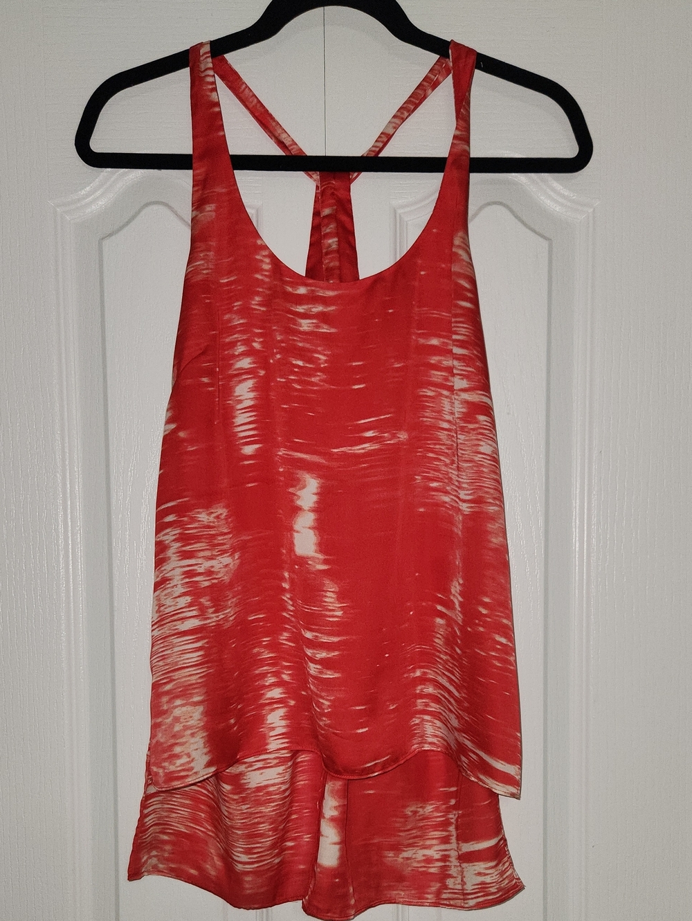 BCBGMaxAzria Reddish (Orange Tone) and Cream Tie-Dye Racerback Layered Camisole